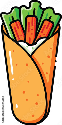 Fresh healthy wrap sandwich delicious food illustration for restaurant menu and food blog vector