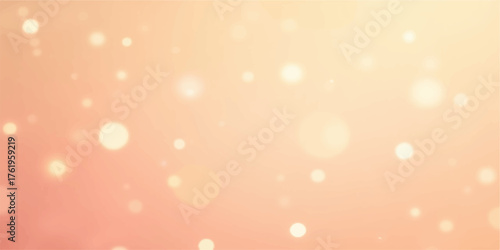 Soft focus warm peach and gold bokeh lights background with gentle glowing particles