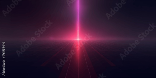 Bright pink light flare emanating from a central point in dark space