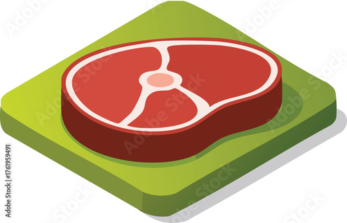 Isometric Steak Icon A Delicious Vector Illustration