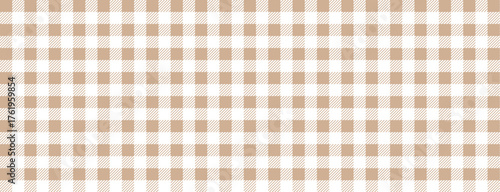 Gingham seamless pattern. Beige and white vichy background texture. Checkered tweed plaid repeating wallpaper. Natural nude fabric and textile swatch design.