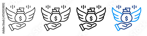 Financial Freedom Icon Different Style Outline Collection Set.