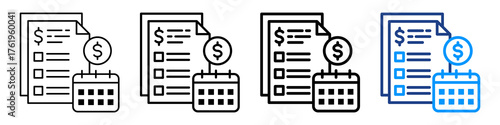 Financial Planning Icon Different Style Outline Collection Set.
