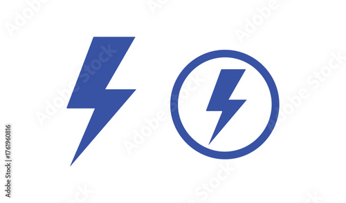 Blue lightning bolt symbols for electricity and power