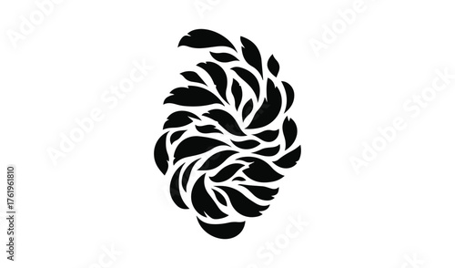 Abstract black organic shape formed by swirling leaves