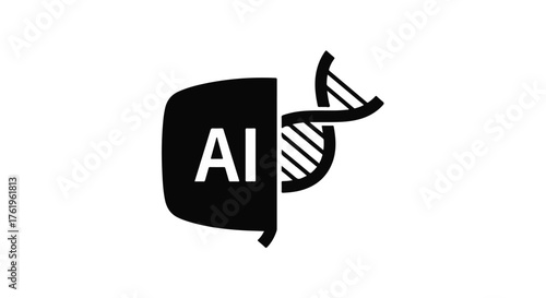 AI merging with DNA helix, representing biotechnology and artificial intelligence