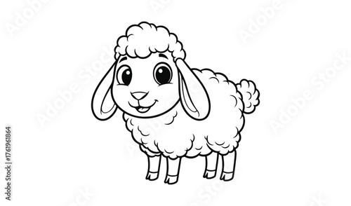 Cute cartoon sheep illustration for coloring or design