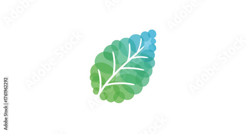 Modern logo of a stylized leaf with a green and blue gradient, flat design ideal for eco-tech startups, wellness brands, or environmental companies