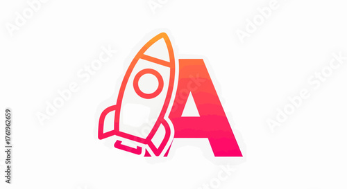 Clean flat logo design featuring a stylized rocket icon and the letter A, representing a business startup, innovation, and rapid launch