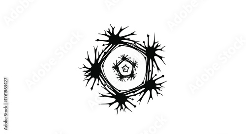 Abstract spiky geometric pattern with fractal depth on white background