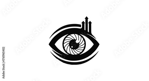 Stylized eye with abstract cityscape emerging from iris, representing vision and urban growth.