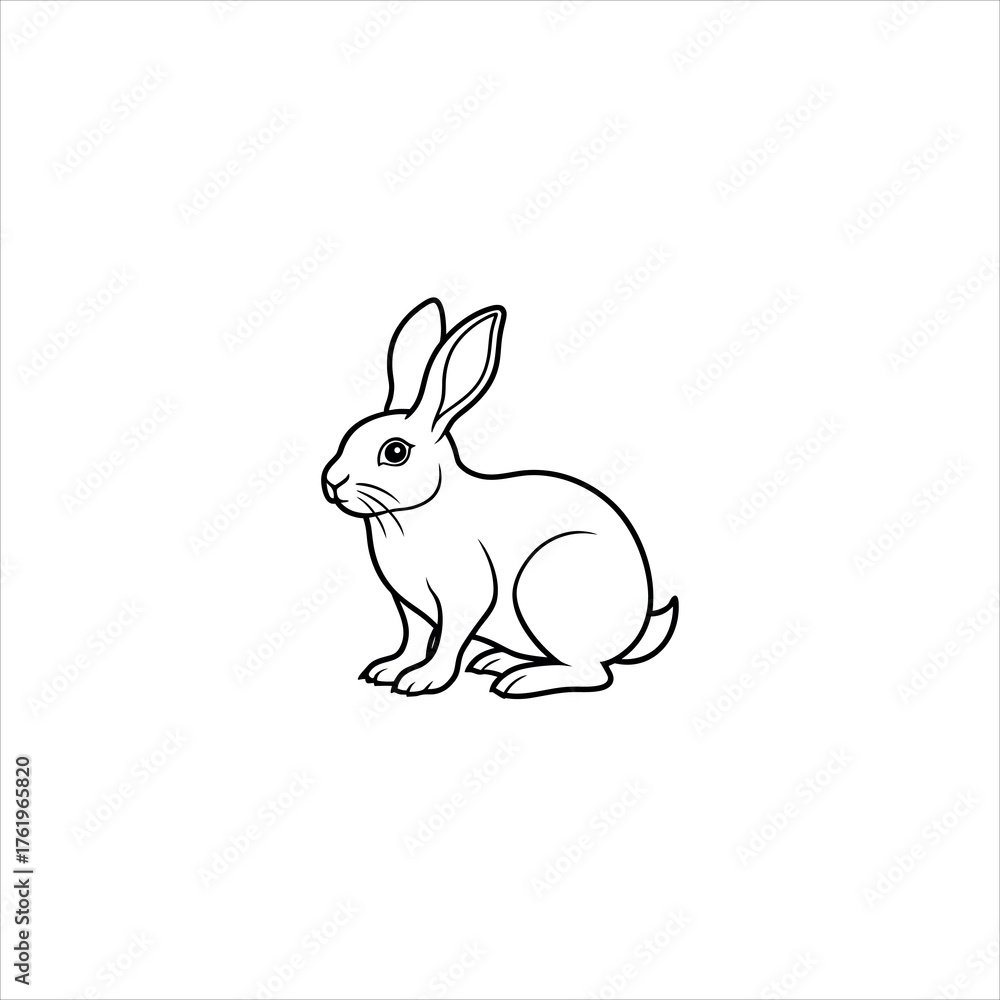 Obraz premium Charming line art illustration of a playful rabbit in a simple clean artistic style