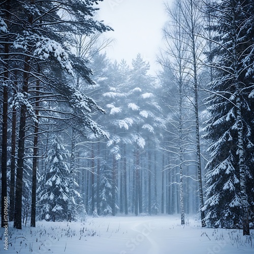 Winters Embrace - A Snowy Forest Scene in Serene Light.