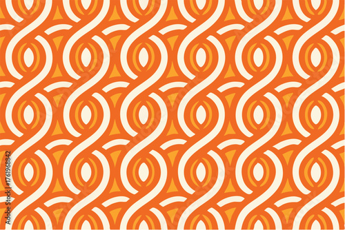 Retro intertwining pattern with orange and cream colors provides a warm and inviting texture
