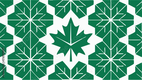 Elegant green and white maple leaf pattern background for canadian themes design