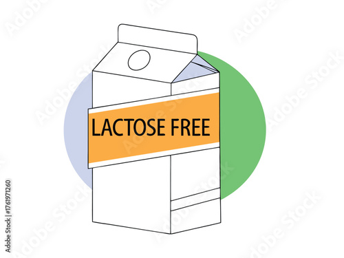 Vector illustration of lactose free milk carton with modern minimalist style