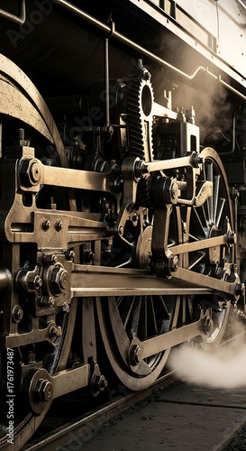 Steam Engines Intricate Mechanics - A Close-Up View of Power and Engineering.