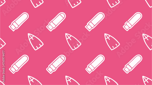 Seamless pattern of tampon and sanitary pad icons on pink background for feminine hygiene