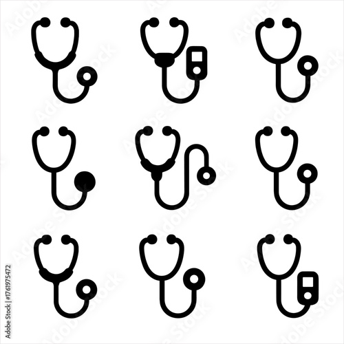 Seamless stethoscope pattern: medical instrument icons on gradient background
