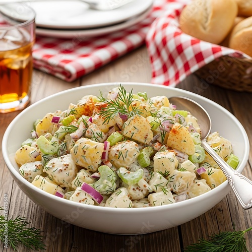 Delicious Chicken Salad with Dill and Celery in a Bowl.