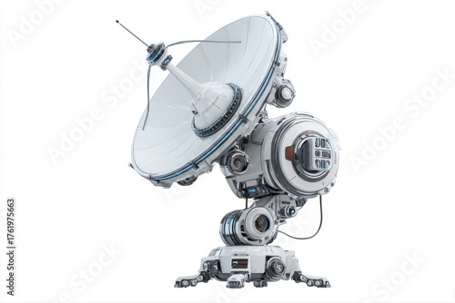 Futuristic satellite dish on transparent background technology innovation science space antenna