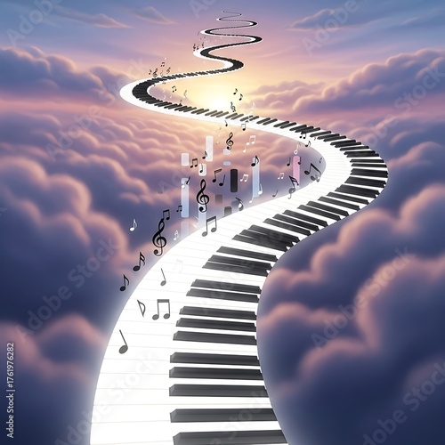 Musical Pathway to the Heavens - A Dreamy Piano Stairway.