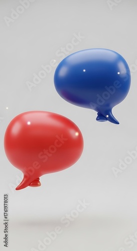 Red and Blue Speech Bubbles - A 3D Rendered Conversation.