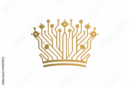 Golden Crown Circuit Tech Royalty Innovation Leadership AI Futuristic on transparent background