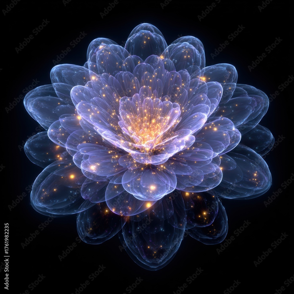 Obraz premium Glowing lotus flower with fractal details