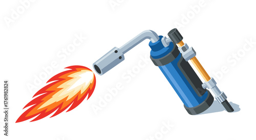 Colorful cartoon blowtorch with flame for diy and industrial use
