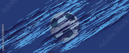 vector black grunge soccer ball on white and blue.vector.eps 10