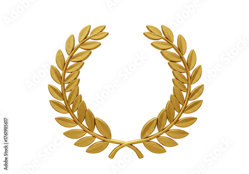 Golden Laurel Wreath Symbol of Victory, Achievement, and Honor on White Background