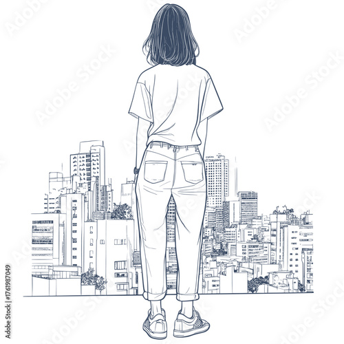 cartoon doodle vector illustration of streetwear against a vibrant mural wall