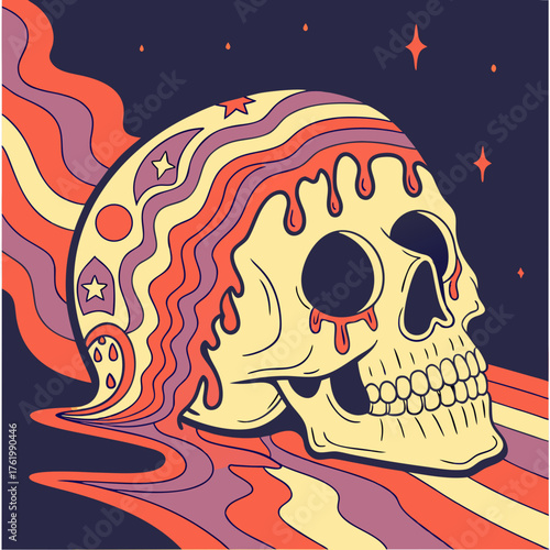 Halloween Vector Illustration with Pumpkins, Ghosts & Bats