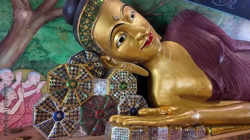 Large Reclining Buddha Statue in Temple