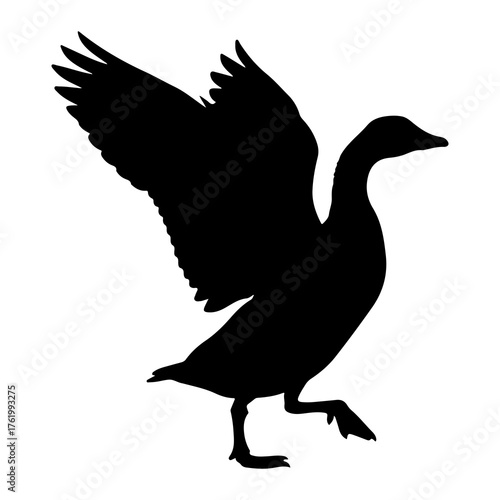 Black goose wings spread in motion bird silhouette