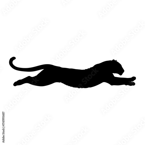 Black panther leaping motion silhouette vector