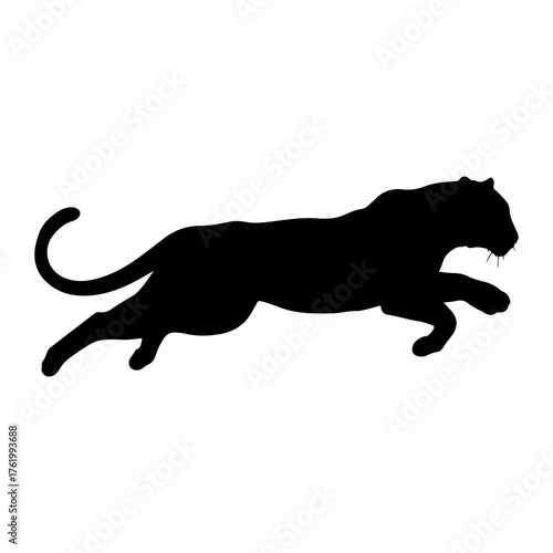Black panther leaping forward silhouette running
