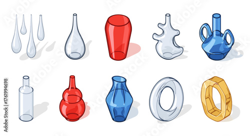 Modern glass vase collection with unique and vibrant designs