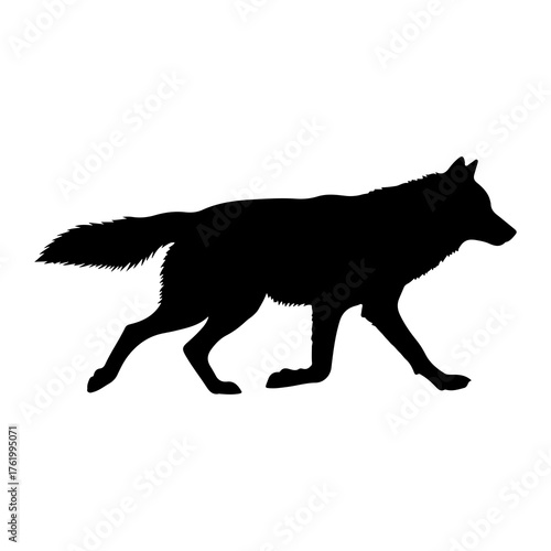 Black wolf profile walking silhouette animal