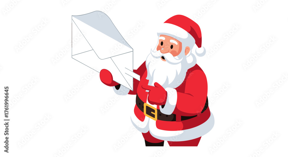 Fototapeta premium Cheerful santa claus holding lined paper plane