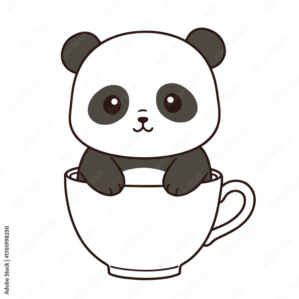 Obraz premium A cute baby panda bear cartoon illustration isolated with a happy smile