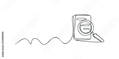Magnifying Glass Examining a Book Outline