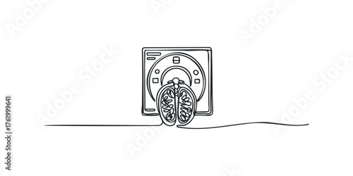 Abstract Line Art of Medical Scanner and Fruit Cross-Section