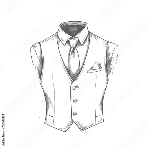 minimalist vector flat illustration of tailored waistcoat