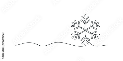 Snowflake outline on white with undulating line