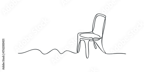 Continuous line drawing of a single chair