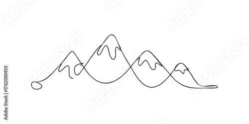 Outline of snow capped mountains