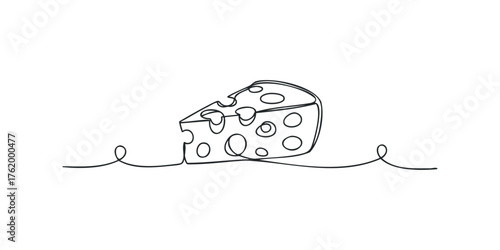 Line drawing of cheese wedge with holes