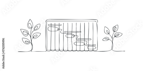 Abstract continuous line drawing of plant and timeline